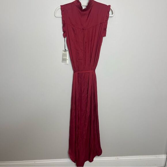 $598 Zadig & Voltaire Wine Red Raos Satin Sleeveless Maxi Dress NWT - Picture 10 of 16